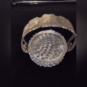 Vintage Brilliantone Silver Caddy & Coasters, Wildrose Design, Mid-Centu…